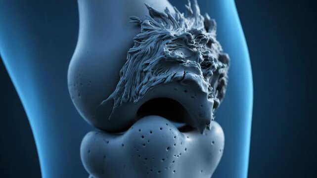 Dynamic animation showcasing bone spur formation in detail for medical training or educational purposes during a presentation