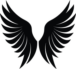 Obraz premium Angel wings silhouette Black feathered wings silhouette graphic design