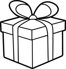 Black outline gift box with ribbon bow present 1