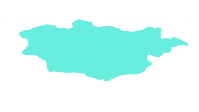 Mongolia map outline animation with alpha channel