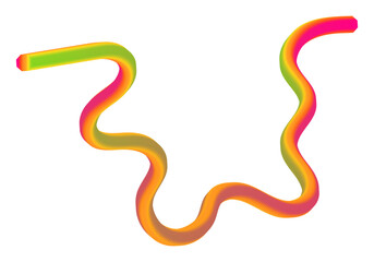 Fototapeta premium A vibrant, wavy, and colorful abstract shape with a gradient of pink, orange, yellow, and green, isolated on a