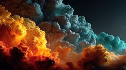 Colorful Vapor Clouds Mixing in Abstract Atmospheric Science Motion