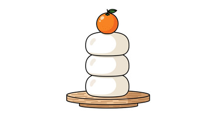 Kagamimochi Illustration Traditional Japanese New Year Decoration