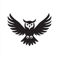 Fototapeta premium Owl mid-flight with wings wide and talons down vector sketch art icons design collections 