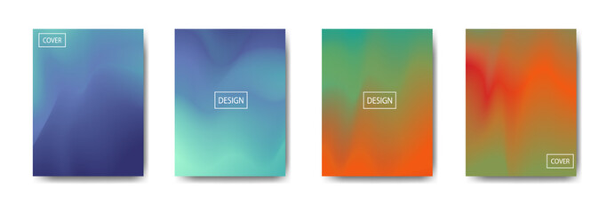 Four Gradient Backgrounds with Abstract Blurry Colors on White Background