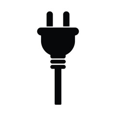 Obraz premium Black silhouette electric plug vector illustration scalable eps icon for power and energy concepts silhouette vector illustration white background