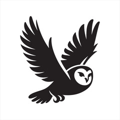 Owl mid-flight with wings wide and talons down vector sketch art icons design collections
