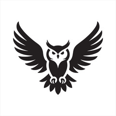 Owl mid-flight with wings wide and talons down vector sketch art icons design collections
