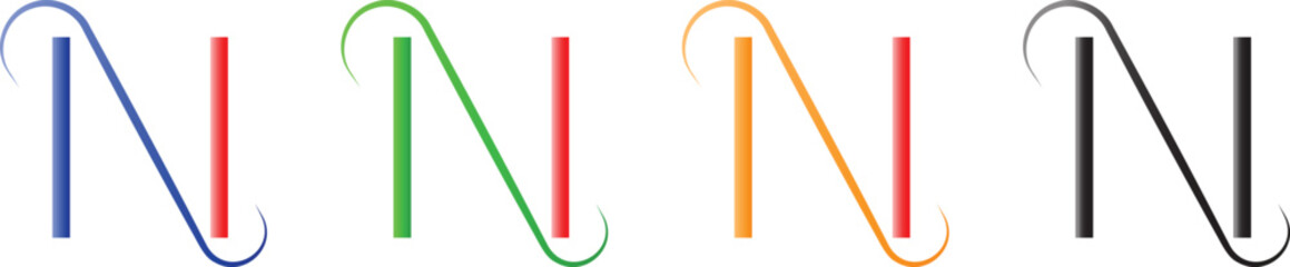 Elegant Letter N Logotype Design with Decorative Swirling Curves and Gradient Elements, Luxury and Style Corporate Symbol