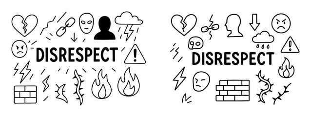 Obraz premium Disrespect Symbols Doodle