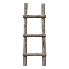 Rustic old wooden log ladder isolated © PNG Lab