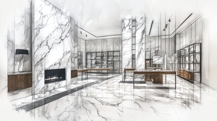 Modern Marble Interior Showcase, Architectural Design