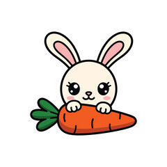 Cute Bunny with Big Carrot
