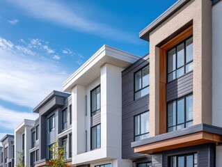 Detailed architectural view of Bauhaus row in modern city setting