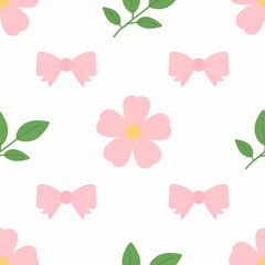 Bows and Flowers Seamless Pattern
