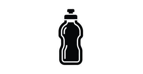 Isolated black silhouette of a reusable water bottle with a cap on a white background
