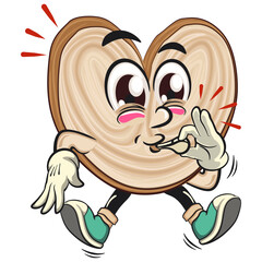 cute palmier cookie mascot cartoon vector illustration isolated blowing the whistle, work of hand drawn
