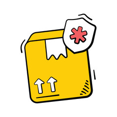 Creatively designed amazing hand drawn icon of medical package delivery