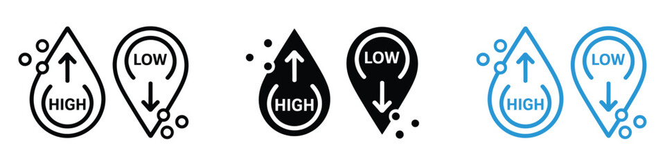 Low and high cholesterol icon vector. high to low pressure symbol. vector illustration.