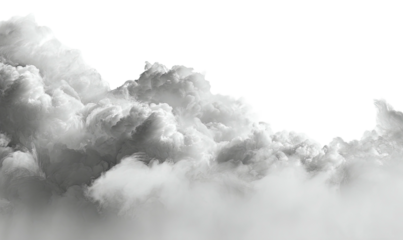 A monochromatic, fluffy cloud formation with soft edges against a stark black background