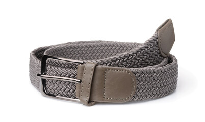 Gray woven braided textile stretch belt