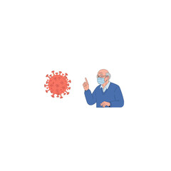Senior Man with Mask Facing Coronavirus with Test.