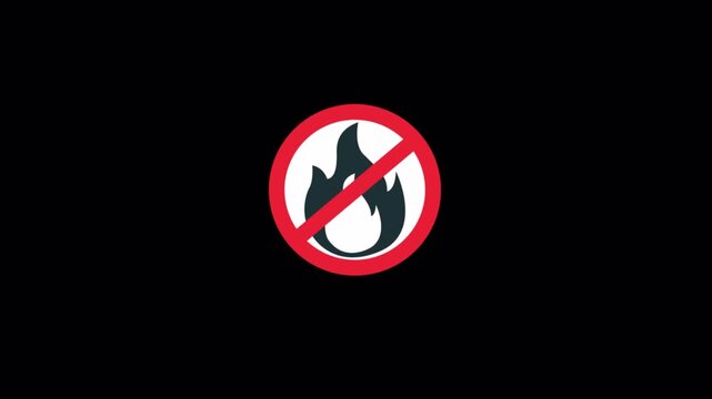 No Fire Sign. Flammable Prohibited Icon Animation Video - Transparent