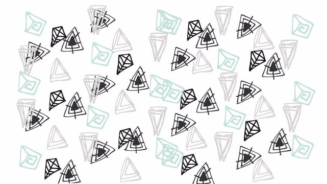 Abstract Geometric Pattern of Hand-Drawn Triangles and Shapes.