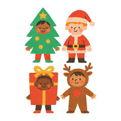 Naklejka premium PNG Festive children in holiday costumes