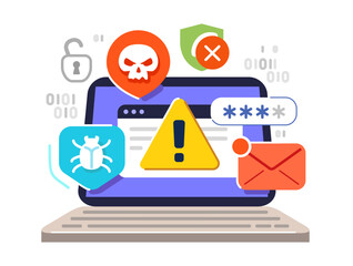 Cyber security hacker attack concept. Computer virus threat or malware warning. Internet safety and data protection