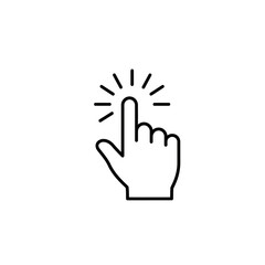 Obraz premium Simple line art icon of a hand clicking gesture.