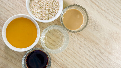 Golden sesame sanctuary with fragrant oils, Asian culinary alchemy, Diwali's festive spread, and ancient wellness elixirs