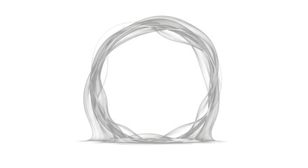 Abstract ethereal white smoke ring forming an oval shape with wispy tendrils floating on a transparent background isolated on transparent background