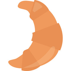 Golden Baked Croissant Pastry Isolated on Transparent Background with a Crescent Shape and Flaky Layers Detailed Texture