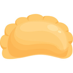 Golden Baked Pierogi Dumpling with Scalloped Edges Isolated on White Background Traditional Eastern European Cuisine