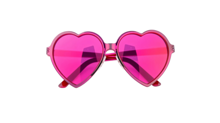 Heart-shaped sunglasses with pink lenses isolated on transparent background