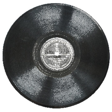 Analog record disc Isolated on White Background. Vinyl album. Dotted halftone texture background. Old school pop art gradient overlay. Fading grunge gritty noise wallpaper. Retro pixelated style