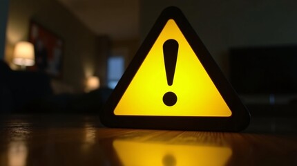 A yellow triangular warning sign with an exclamation mark.