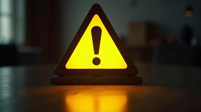 A yellow triangular warning sign with an exclamation mark.