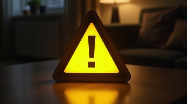 A yellow triangular warning sign with an exclamation mark.
