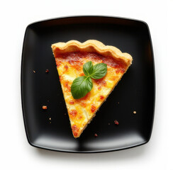 Overhead View of Quiche Slice with Garnish &ndash; Isolated on White