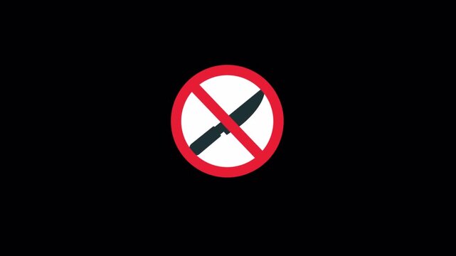 No Knives. No Weapons Icon Animation Video - Transparent