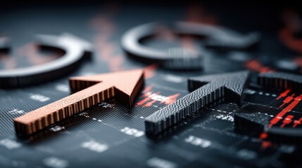 Market trends analysis global finance digital graphs business environment close-up view economic insights