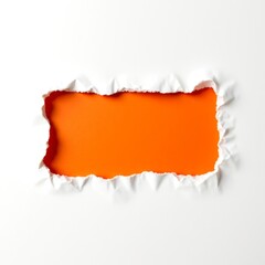 Captivating View of Torn Paper Revealing a Vibrant Orange Background Underneath