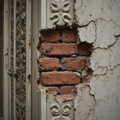 Intriguing view of a beautifully damaged wall with unique textures and colors visible