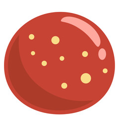 Red speckled gumdrop candy, glossy surface perfect for fruit flavors, dessert toppings, and vibrant sweet-themed illustrations.
