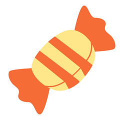 Orange and yellow striped wrapped candy, vibrant color ideal for summer treats, party favors, and playful dessert graphics.
