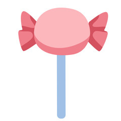 Pink lollipop with ribbon bow, adding charming texture to party, Valentine’s, or romantic dessert-themed visual compositions.
