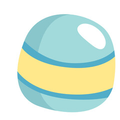 Blue and yellow striped candy ball on stick, ideal for festive, carnival, or colorful sweet-themed design projects and icons.
