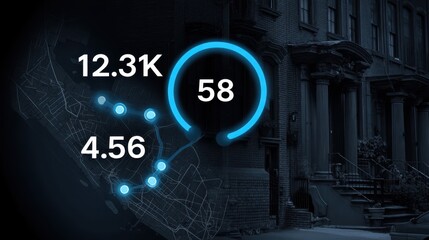 Statistical insights on urban mobility trends city streets infographic nighttime aerial view data visualization
